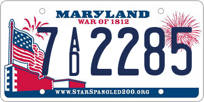 MD license plate 7AD2285