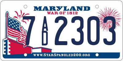 MD license plate 7AD2303