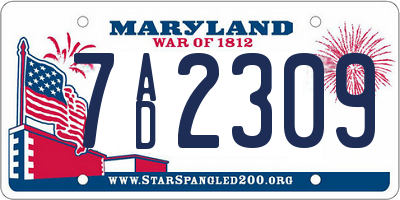 MD license plate 7AD2309
