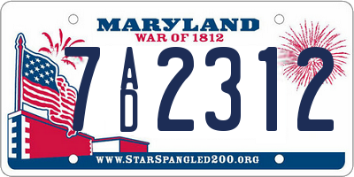 MD license plate 7AD2312