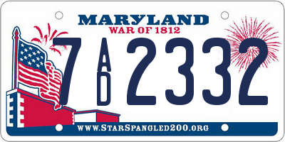 MD license plate 7AD2332