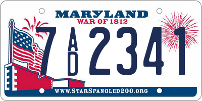 MD license plate 7AD2341