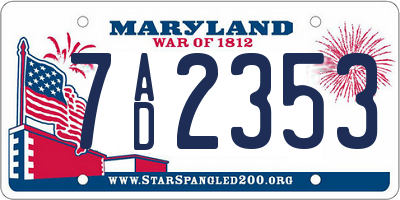 MD license plate 7AD2353