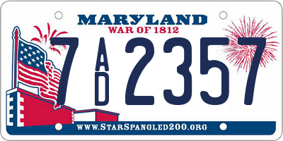 MD license plate 7AD2357