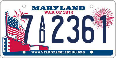 MD license plate 7AD2361