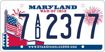 MD license plate 7AD2377