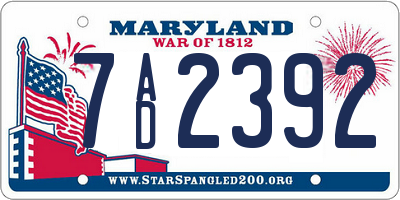 MD license plate 7AD2392
