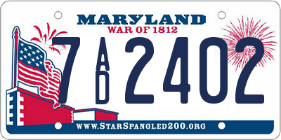 MD license plate 7AD2402