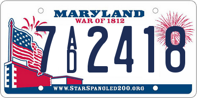 MD license plate 7AD2418