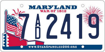 MD license plate 7AD2419