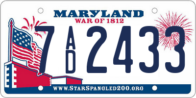 MD license plate 7AD2433
