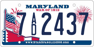 MD license plate 7AD2437