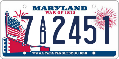 MD license plate 7AD2451