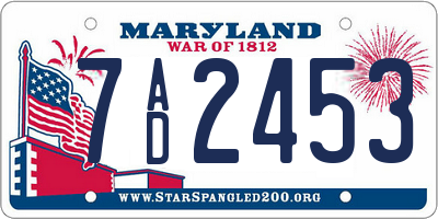 MD license plate 7AD2453