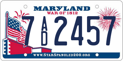 MD license plate 7AD2457