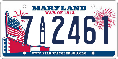 MD license plate 7AD2461