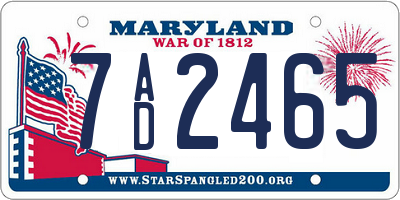 MD license plate 7AD2465