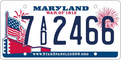 MD license plate 7AD2466