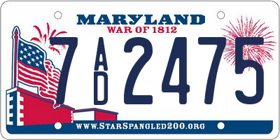 MD license plate 7AD2475