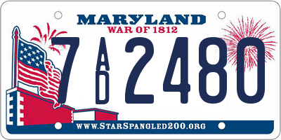 MD license plate 7AD2480