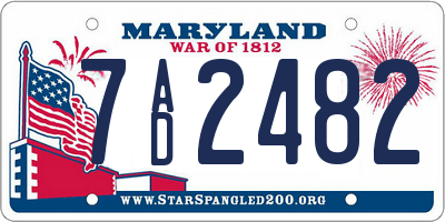 MD license plate 7AD2482