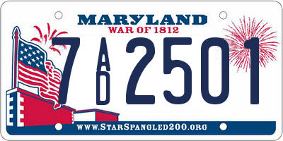 MD license plate 7AD2501