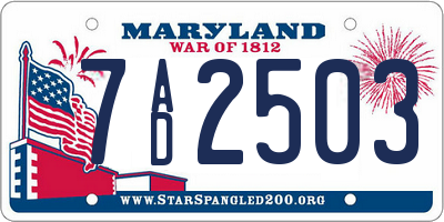 MD license plate 7AD2503