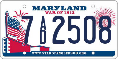 MD license plate 7AD2508