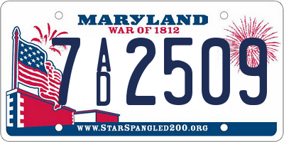 MD license plate 7AD2509