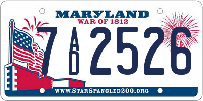 MD license plate 7AD2526