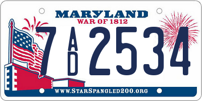MD license plate 7AD2534