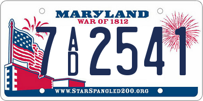 MD license plate 7AD2541