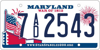MD license plate 7AD2543