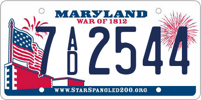MD license plate 7AD2544