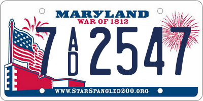 MD license plate 7AD2547