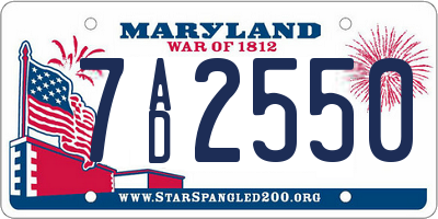 MD license plate 7AD2550