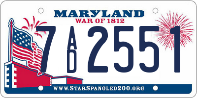 MD license plate 7AD2551