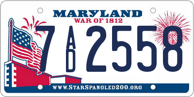MD license plate 7AD2558