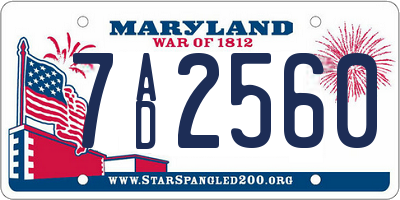 MD license plate 7AD2560