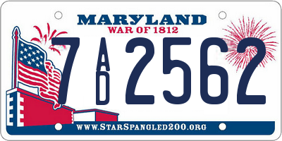 MD license plate 7AD2562