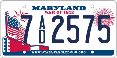 MD license plate 7AD2575