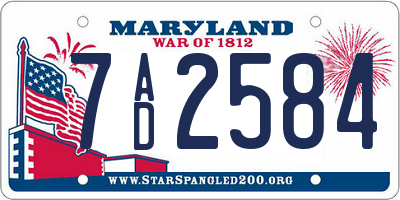 MD license plate 7AD2584