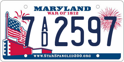 MD license plate 7AD2597