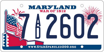 MD license plate 7AD2602
