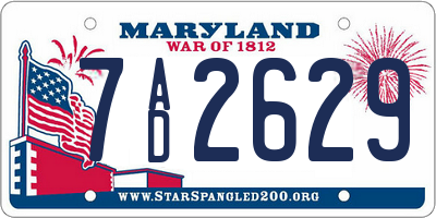 MD license plate 7AD2629