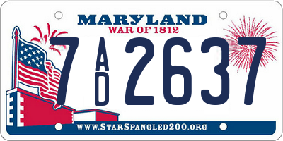 MD license plate 7AD2637
