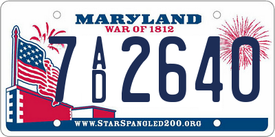 MD license plate 7AD2640