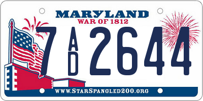 MD license plate 7AD2644