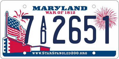 MD license plate 7AD2651