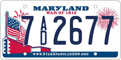 MD license plate 7AD2677